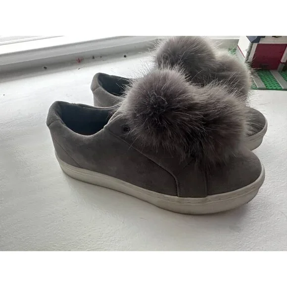 Sam Edelman Gray Pom Pom Leya Slip On Sneakers Size 7 - Picture 2 of 5